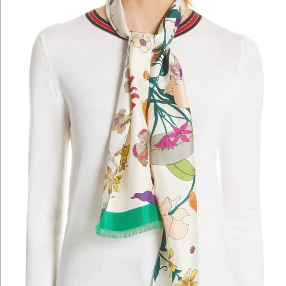 Gucci Accessories - Gucci gothic green silk scarf (Brand new)